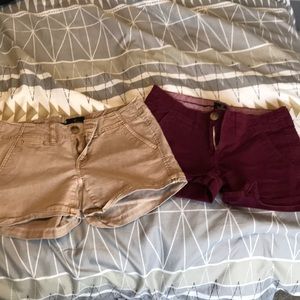 Maroon and Khaki American Eagle Shorts